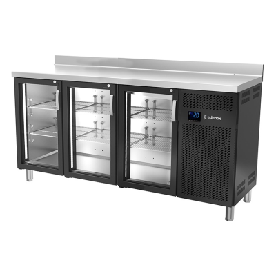 Mesa fría puerta cristal MPS-200 HC NEGRO PC Edenox