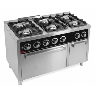 Cocina industrial 6 fuegos serie 750 horno eléctrico C6F750HE HR Fainca Cocina industrial 6 fuegos serie 750 horno eléctrico C6F750HE HR Fainca