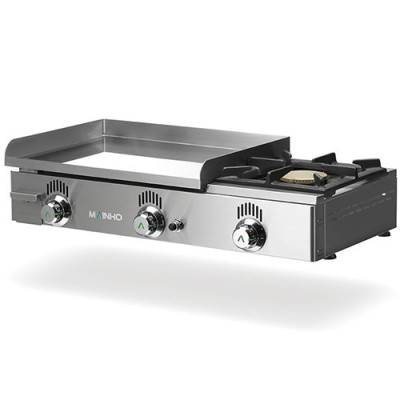 Plancha a gas placa semi-ranurada cromo duro con fogón NCFR-60N Mainho