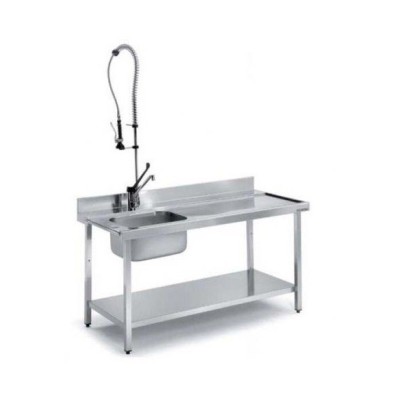 Mesa prelavado cubeta izquierda con estante Distform Mesa prelavado cubeta izquierda con estante Distform