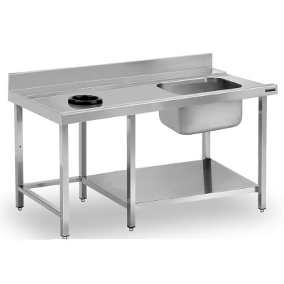 Mesa prelavado aro desbarazado cubeta derecha con estante Distform Mesa prelavado aro desbarazado cubeta derecha con estante Distform