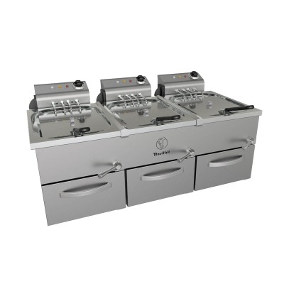 Freidora FAH10+10+10 230 aceite cabezal móvil Movilfrit