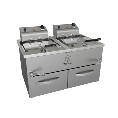 Freidora económica F10+10 230 agua y aceite cabezal móvil Movilfrit