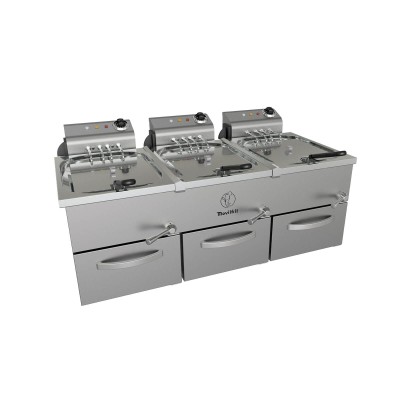 Freidora FH10+10+10 230 agua y aceite cabezal móvil Movilfrit