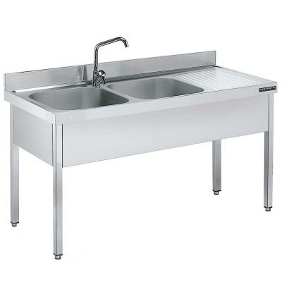 Fregadero con bastidor 2 senos 1200x500 escurridor der. Distform Fregadero con bastidor 2 senos 1200x500 escurridor der. Distform