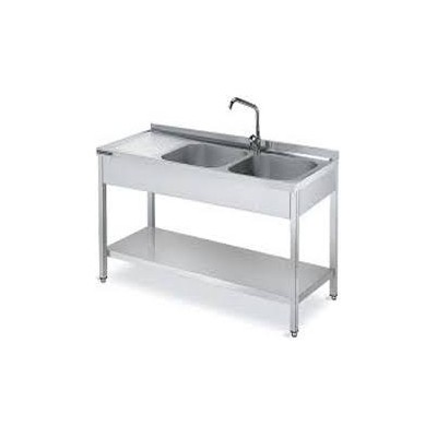 Fregadero con bastidor 2 senos 1350x500 escurridor izq Distform Fregadero con bastidor 2 senos 1350x500 escurridor izq Distform