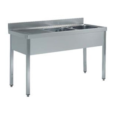 Fregadero con bastidor 2 senos 1350x500 escurridor izq Distform Fregadero con bastidor 2 senos 1350x500 escurridor izq Distform